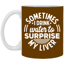 Load image into Gallery viewer, XP8434 11 oz. White Mug Unique design Surprise My Liver