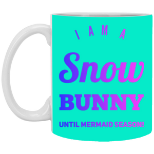 XP8434 11 oz. White Mug Unique design Snow Bunny-pink