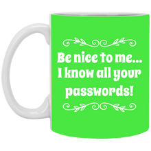 Load image into Gallery viewer, XP8434 11 oz. White Mug Unique design Passwords