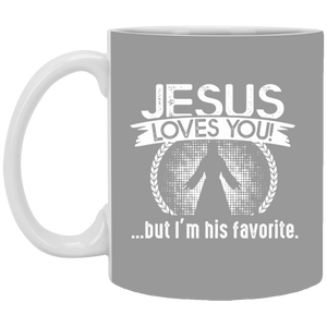 XP8434 11 oz. White Mug Unique design Jesus Loves You