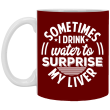 Load image into Gallery viewer, XP8434 11 oz. White Mug Unique design Surprise My Liver