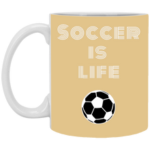 Load image into Gallery viewer, XP8434 11 oz. White Mug Unique design Soccer Is Life