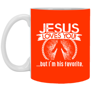 XP8434 11 oz. White Mug Unique design Jesus Loves You