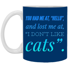 Load image into Gallery viewer, XP8434 11 oz. White Mug Unique design Hello Cats-green