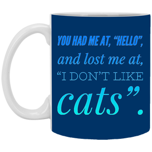 XP8434 11 oz. White Mug Unique design Hello Cats-green