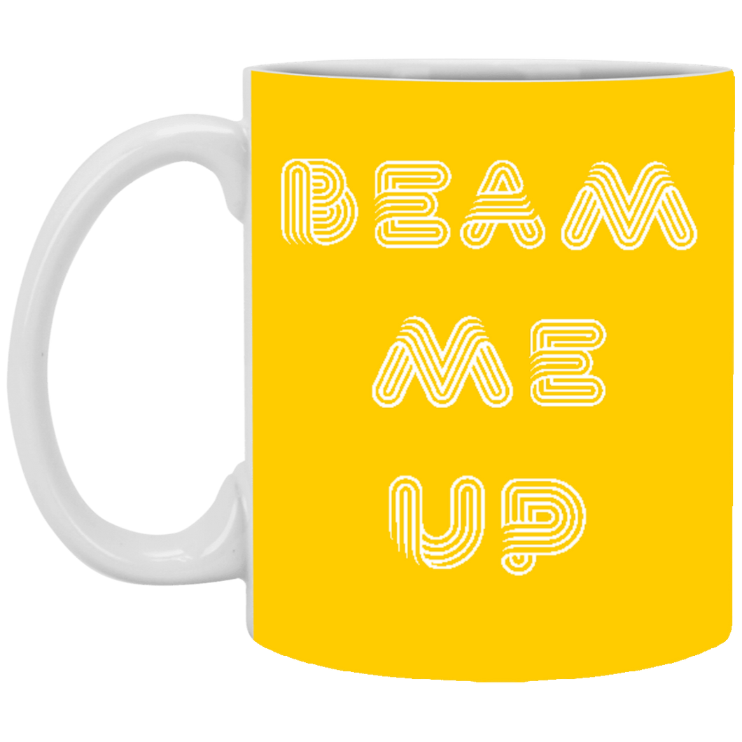 XP8434 11 oz. White Mug Unique Design Beam Me Up