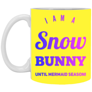 XP8434 11 oz. White Mug Unique design Snow Bunny-pink