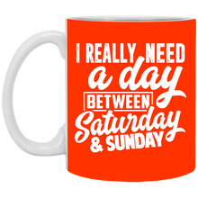 Load image into Gallery viewer, XP8434 11 oz. White Mug Unique design Day Between Sat. &amp; Sun.