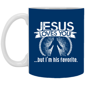 XP8434 11 oz. White Mug Unique design Jesus Loves You