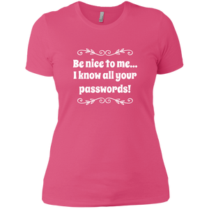 NL3900 Next Level Ladies' Boyfriend T-Shirt Unique design Passwords