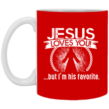 Load image into Gallery viewer, XP8434 11 oz. White Mug Unique design Jesus Loves You