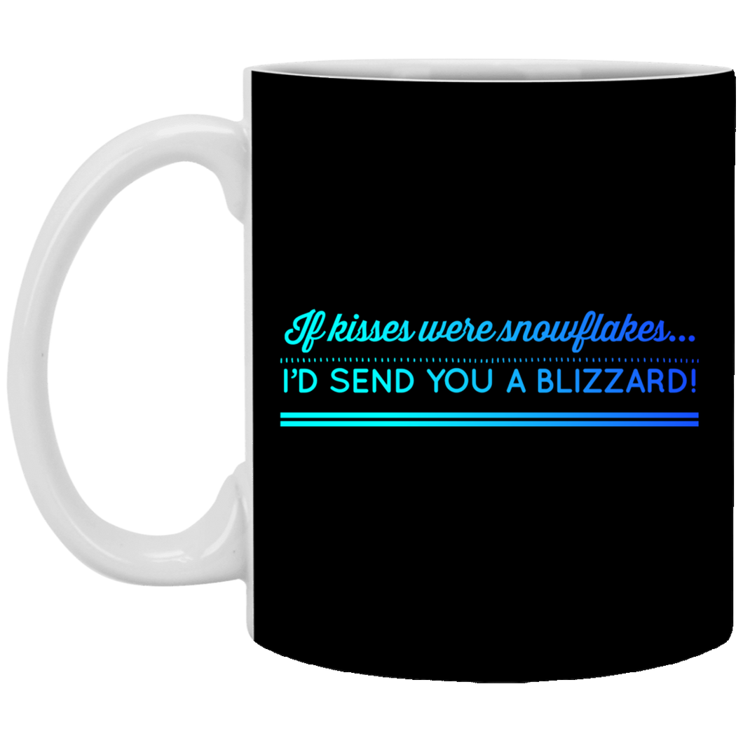 XP8434 11 oz. White Mug Unique design Snowflakes Blizzard-color