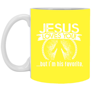 XP8434 11 oz. White Mug Unique design Jesus Loves You